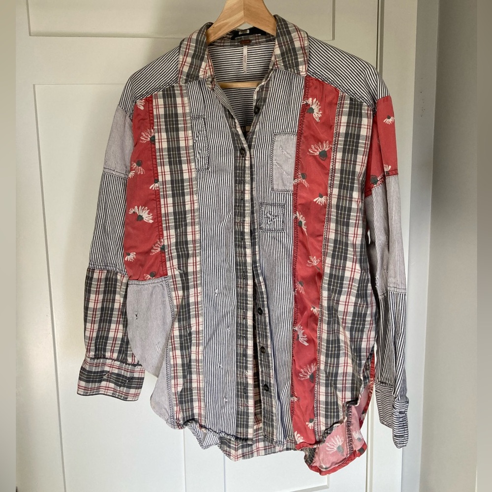 Free People Multicolor Patchwork Shirt